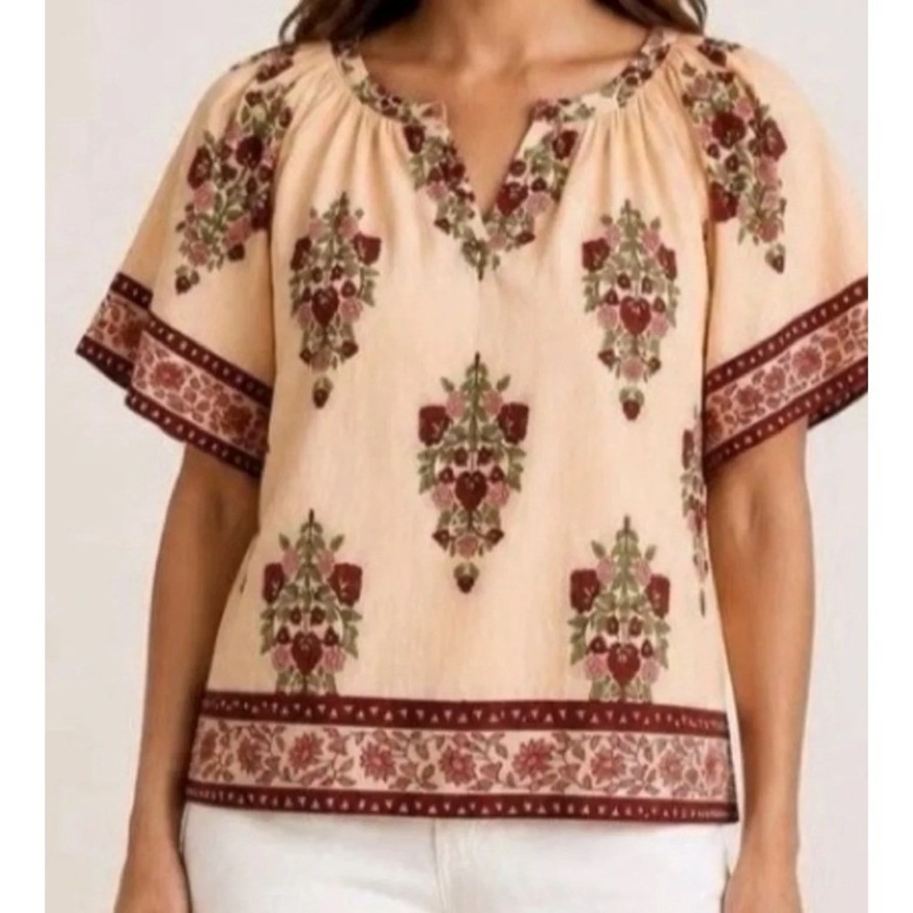 tuckernuck tnuck beach elena blouse in chandelier blush, women size medium
